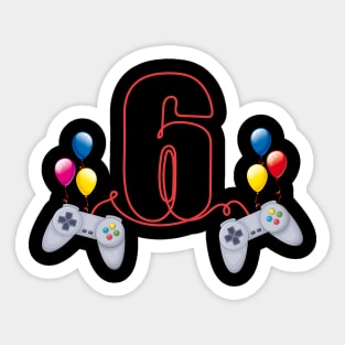 6th Birthday Boy Toddlers Video Gamer Store Sticker